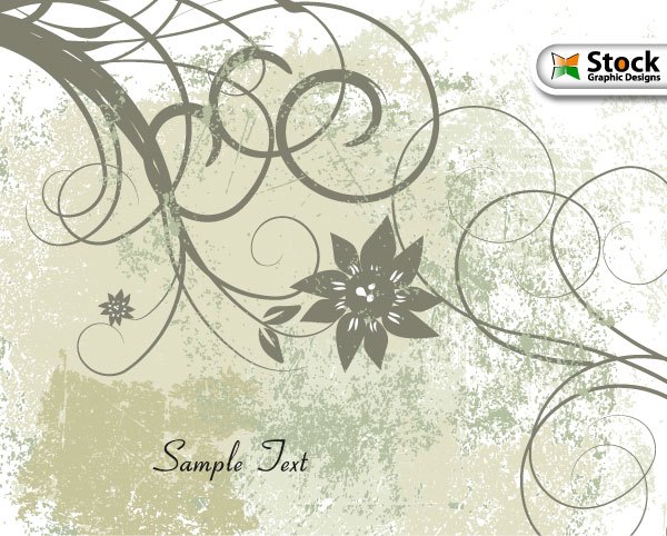 600x482 Free Vector Grunge Floral Background Vector Amp Photoshop Brushes