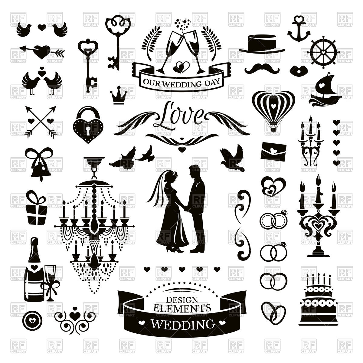 1200x1200 Wedding Icons And Design Elements Vector Image Vector Artwork Of