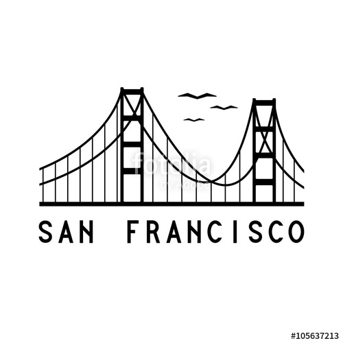500x500 Golden Gate Bridge Of San Francisco Vector Illustration Stock