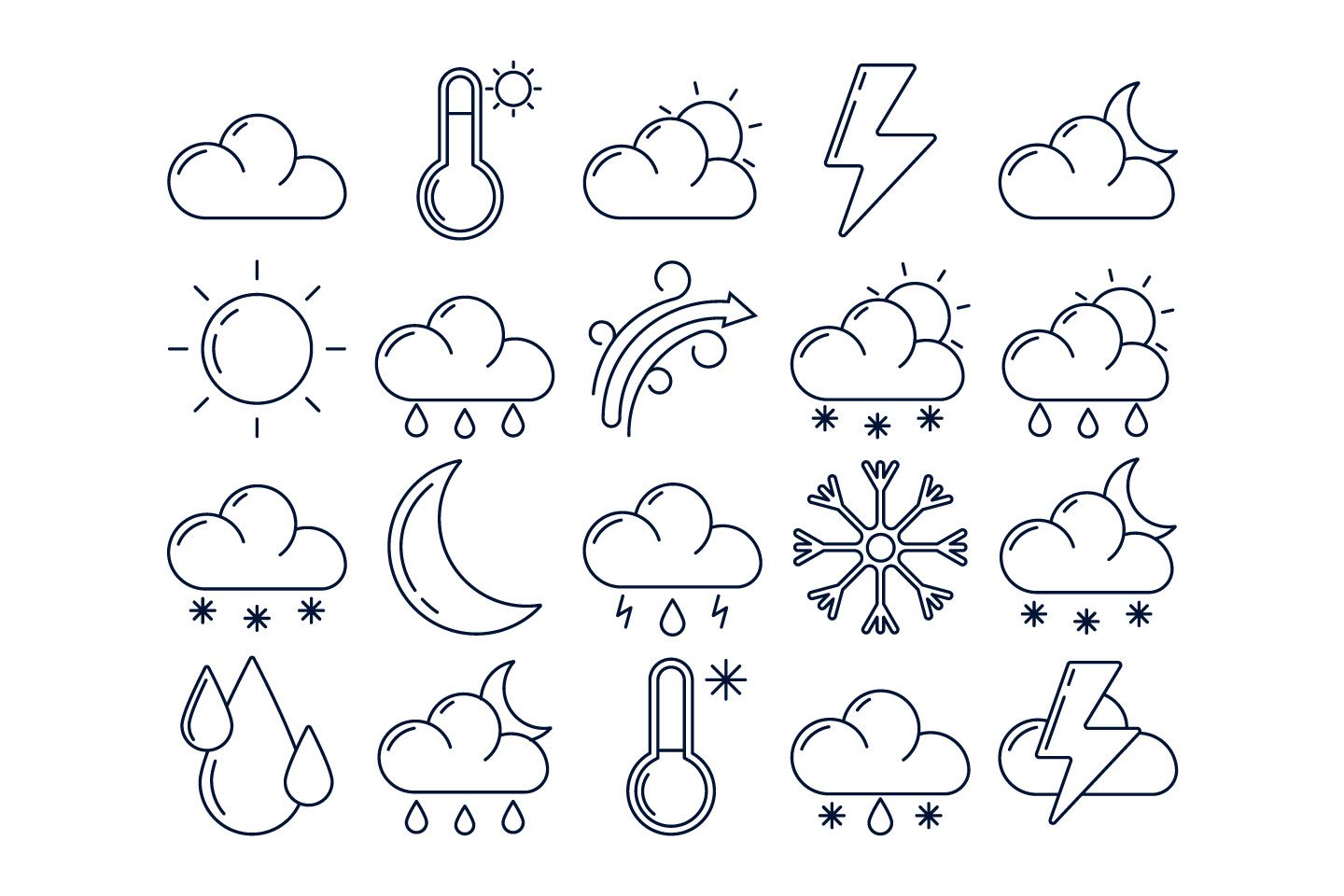1440x960 Weather Free Vector Icon Set