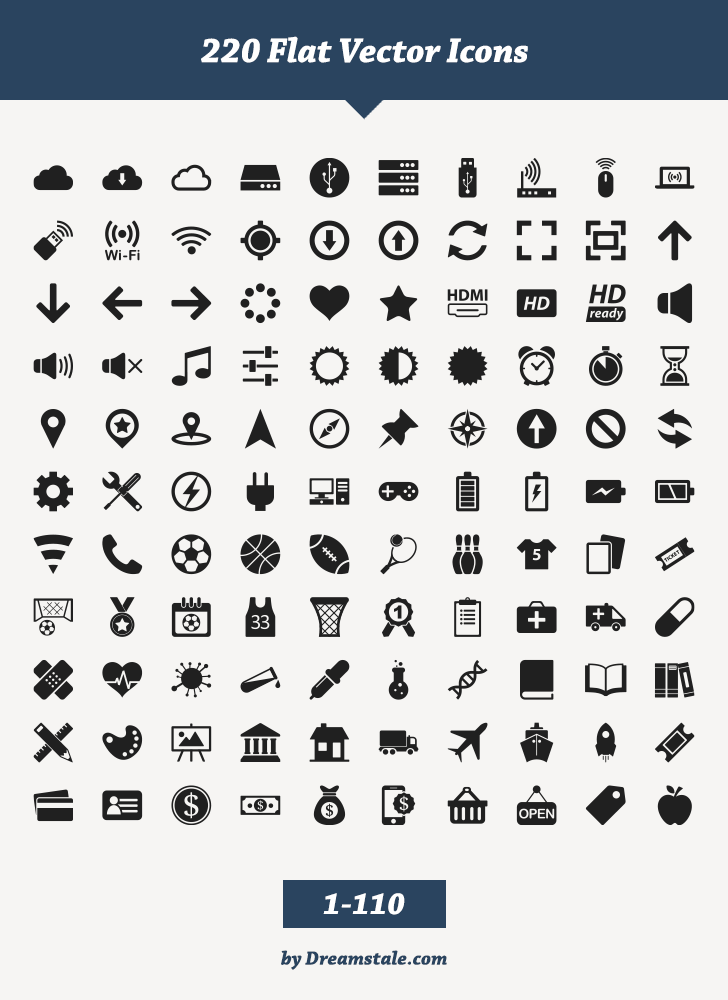 728x1000 Free Download 220 Flat Vector Icons