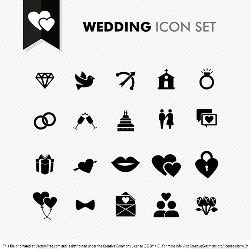 829x833 Free Wedding Icon Vector Set