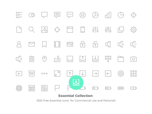 580x435 Essential Collection 500 Free Vector Icons