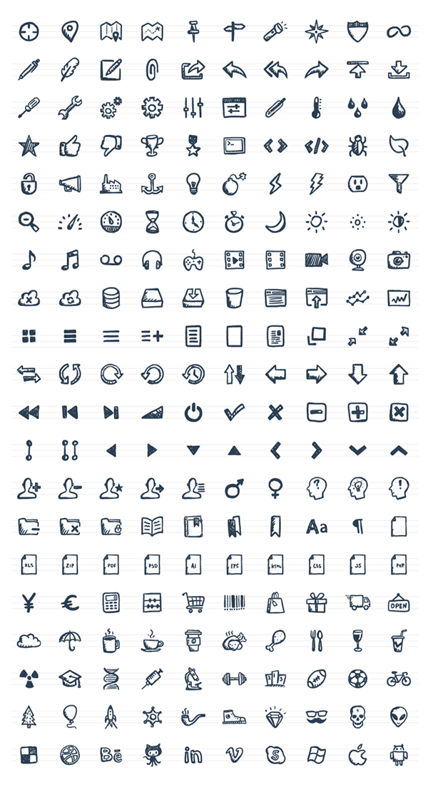 600x1100 Jolly Icons 400 Hand Drawn Vector Icons On Behance