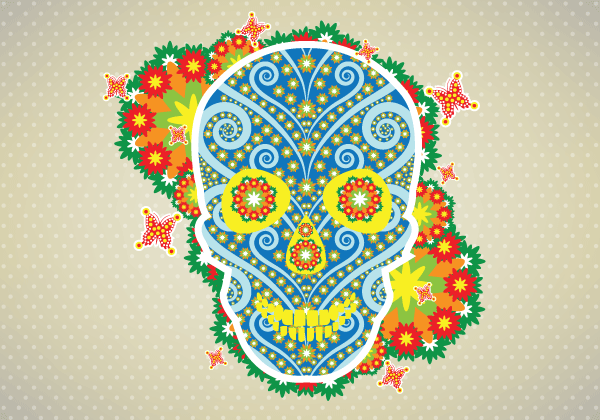 600x420 Flower Skull Vector Illustration 123freevectors