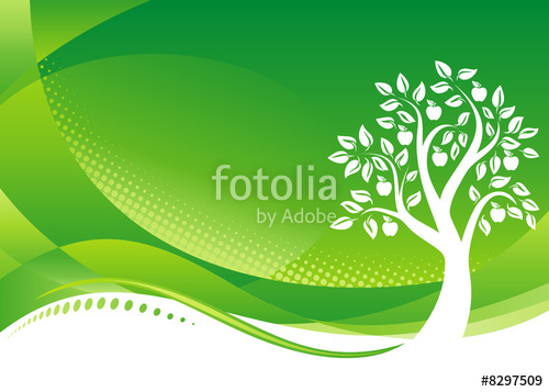 500x357 Green Tree Background, Vector Illustration Layered File. Stock
