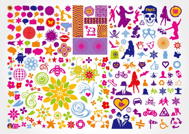 795x563 Free Vector Illustration Elements Mixed Set Free Vector Graphics
