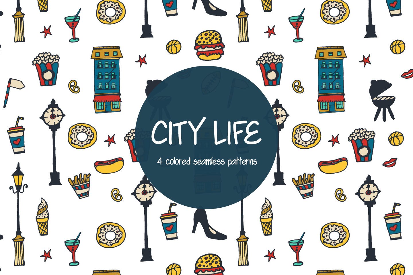 1440x960 City Life Free Vector Pattern