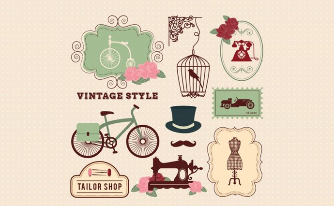690x426 Retro Style Free Vector Elements. Badges, Apparel And Cars
