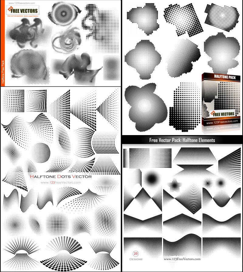 800x894 Free Halftone Dots Vector Illustrator Pack 123freevectors
