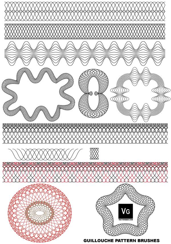600x859 Free Vector Guilloche Patterns Illustrator Brushes Free Vectors