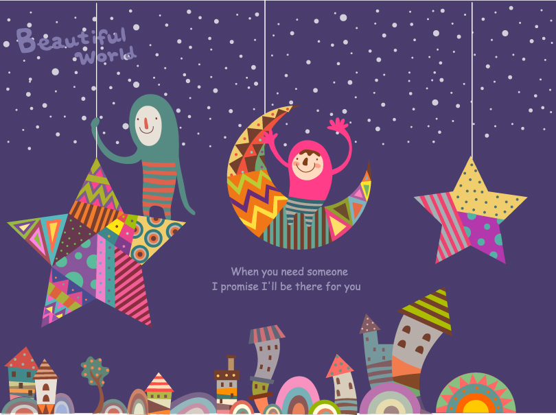 810x605 Cartoon Moonlight Illustrator Vector Free Vector Graphic Download