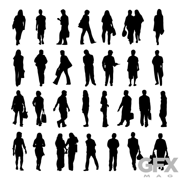 600x600 Free Vector People Silhouette Cut Out Casual Business Free