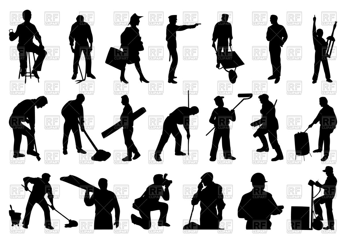 1200x831 Silhouettes Of Working People Vector Image Vector Artwork Of