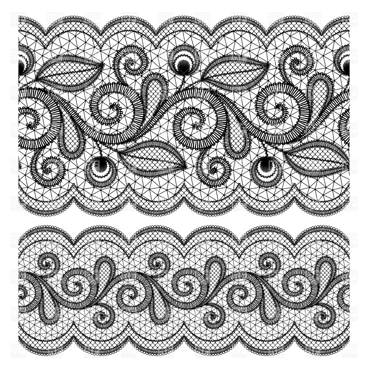 1200x1200 Black Lace Seamless Border Vector Image Vector Artwork Of