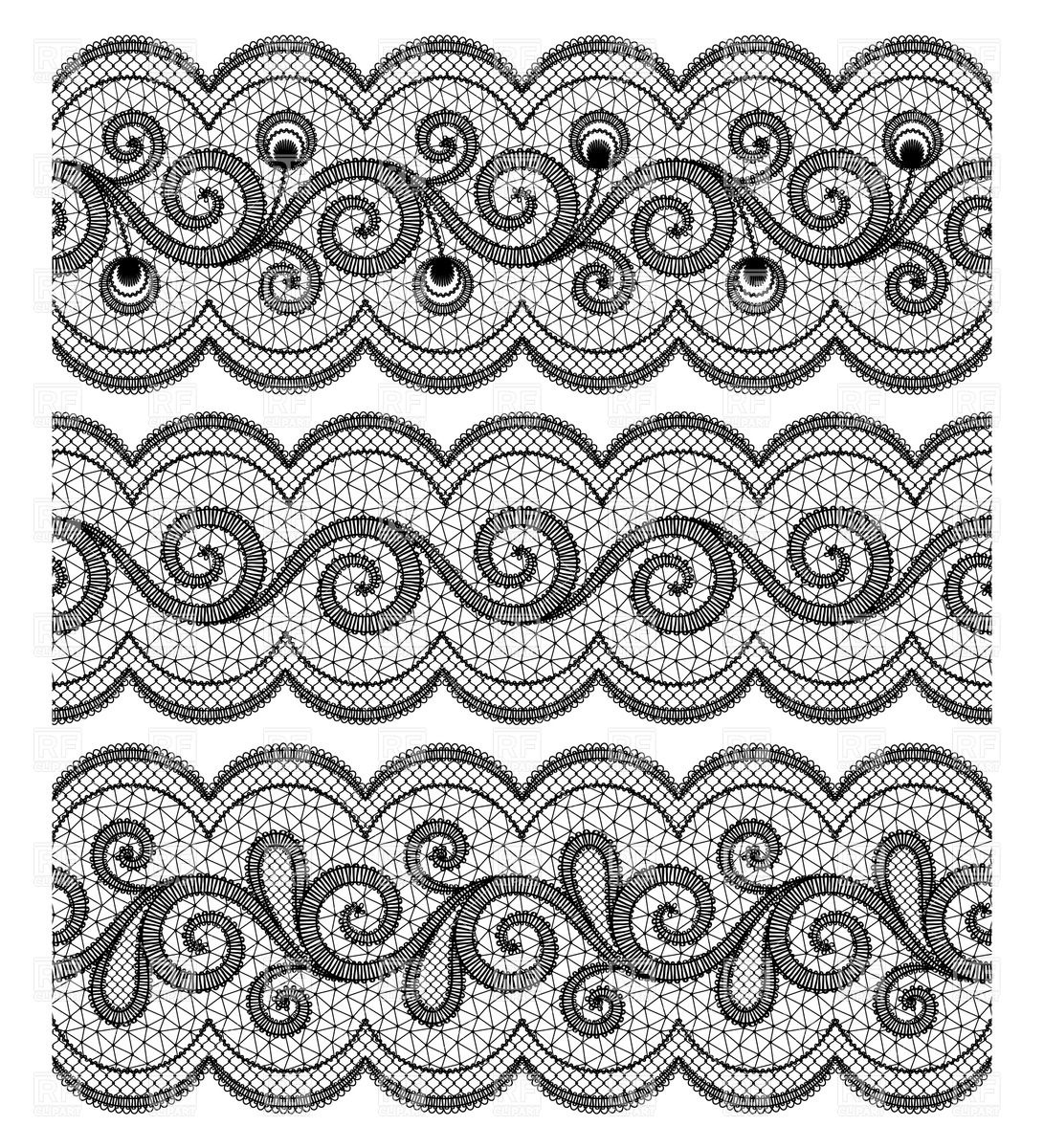 1091x1200 Black Lace Seamless Border Set Vector Image Vector Artwork Of