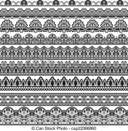 450x460 Free Vector Lace Pattern Set Of Black Lace Borders Isolated On