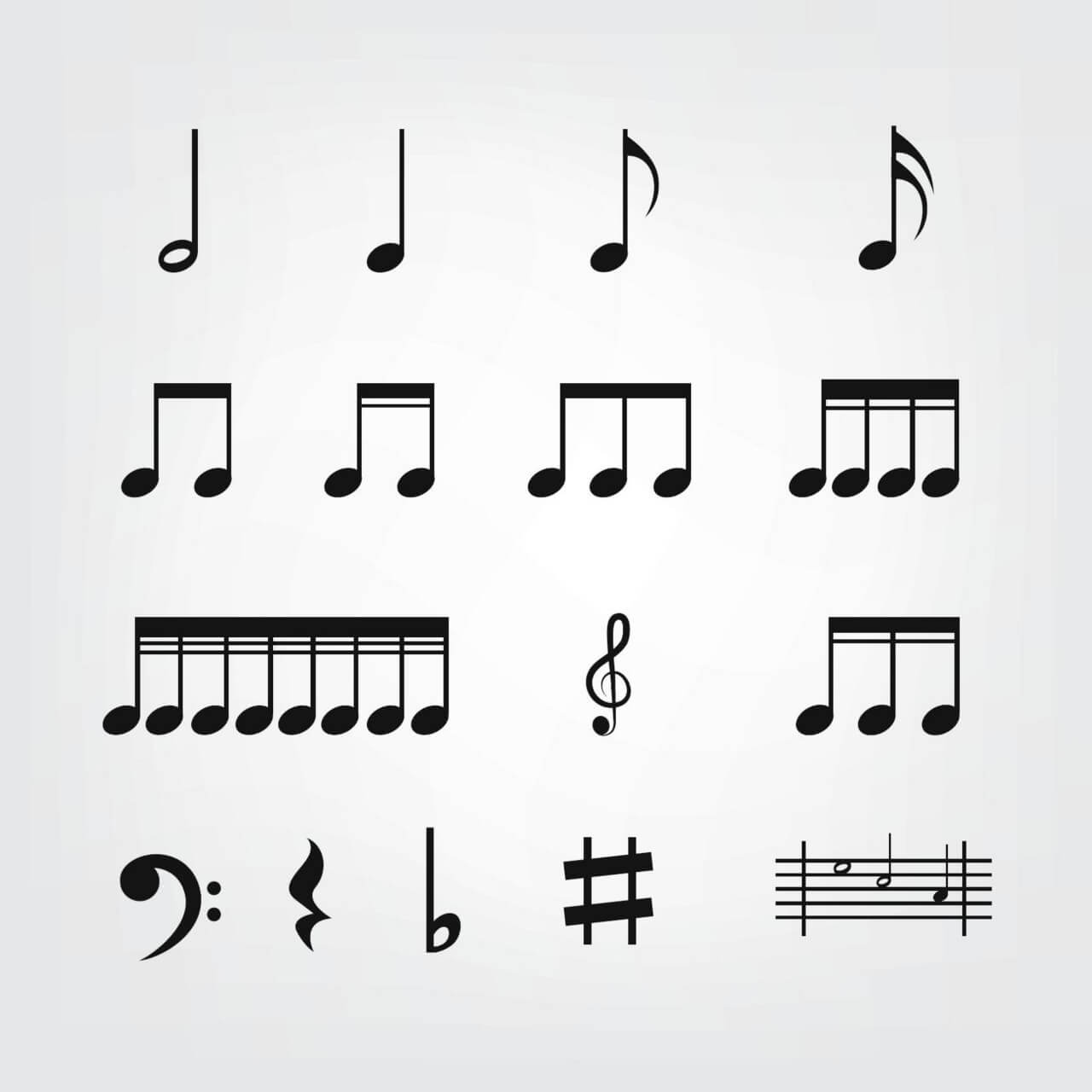 1280x1280 Free Vector Vector Music Notes