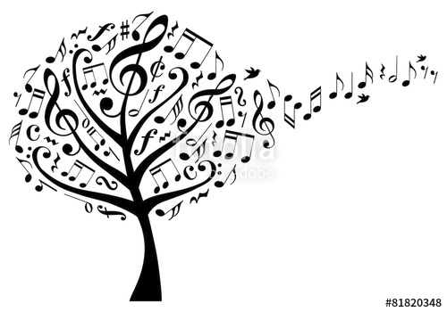 500x350 Music Tree With Musical Notes, Vector Stock Image And Royalty