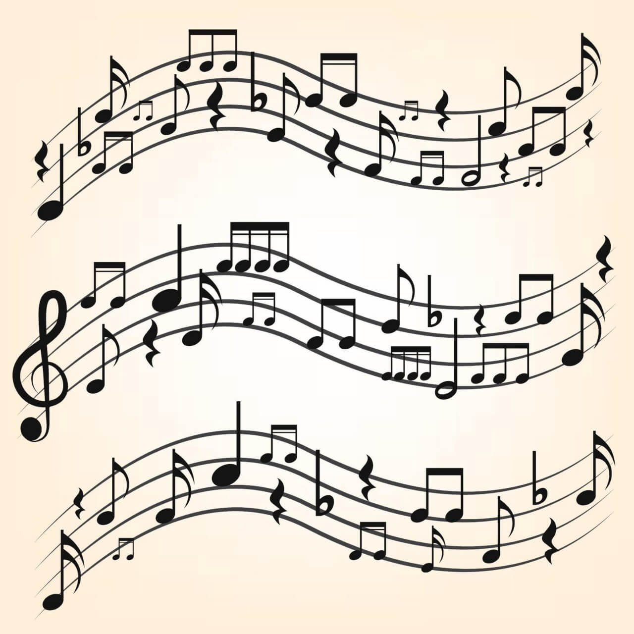 1280x1280 Free Vector Music Notes On Staves