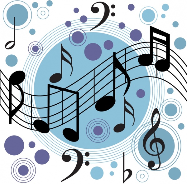 600x589 Music Background Circles Notes Lines Icons Decor Free Vector In