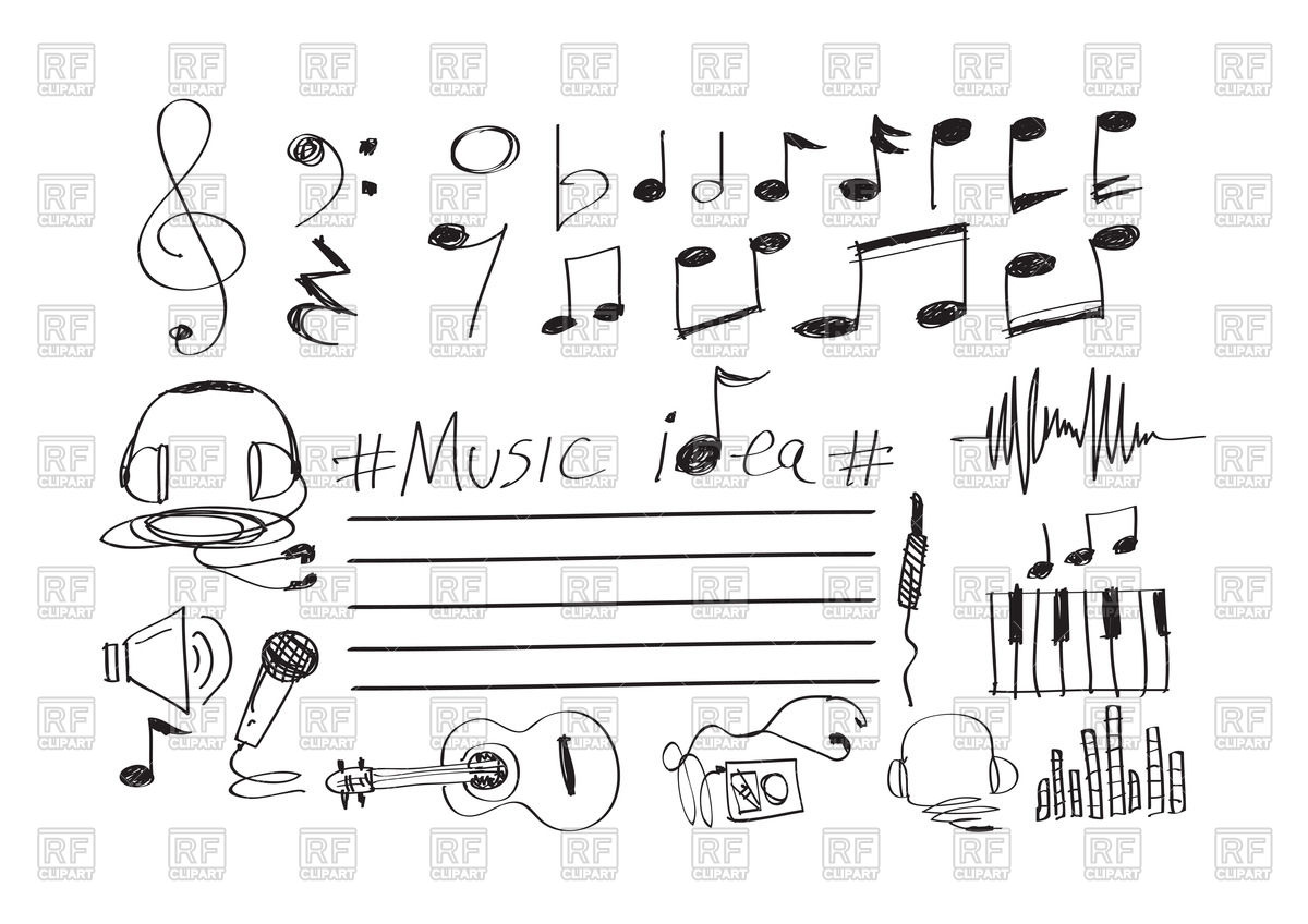 1200x848 Music Symbols In Hand Drawn Style Vector Image Vector Artwork Of