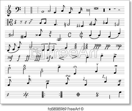 560x470 Free Art Print Of Vector Music Notes, Drawn Illustration, Musical