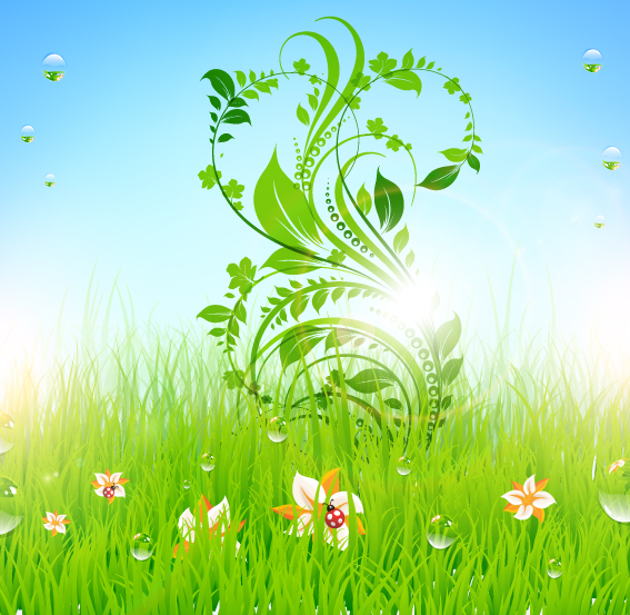 567x553 Vector Nature Scene With Lady Bugs Free Vector 4vector