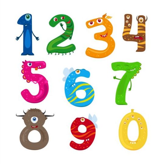 539x539 Funny Monster Numbers Vector Free Download