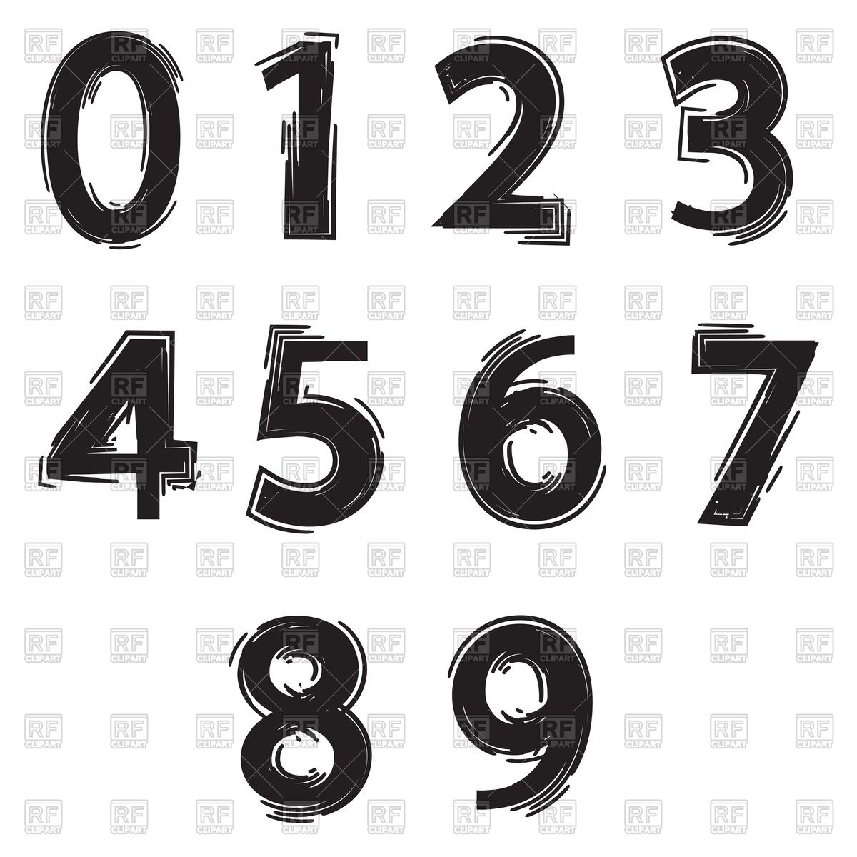 1200x1200 Set Of Grunge Numbers Vector Image Vector Artwork Of Design