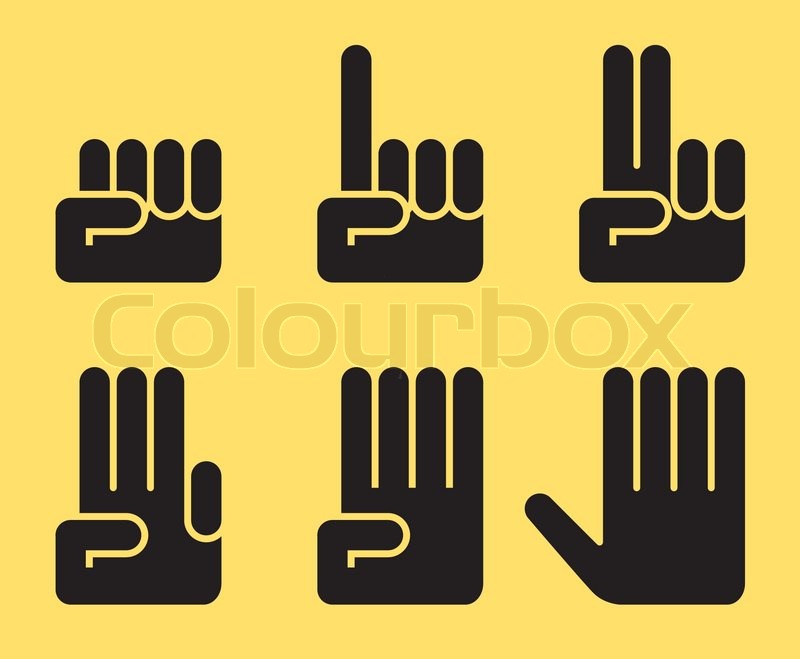 800x659 Six Silhouette Of Zero, One, Two, Three, Four And Five Hand Signs