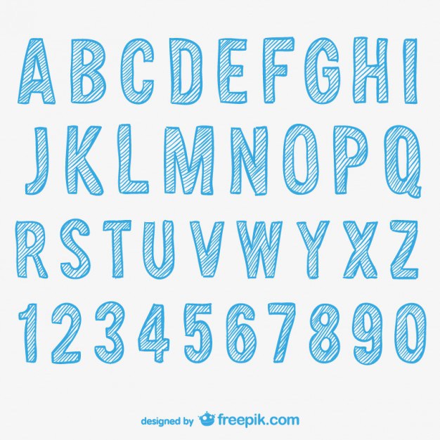 626x626 Sketchy Alphabet And Numbers Free Vector 123freevectors