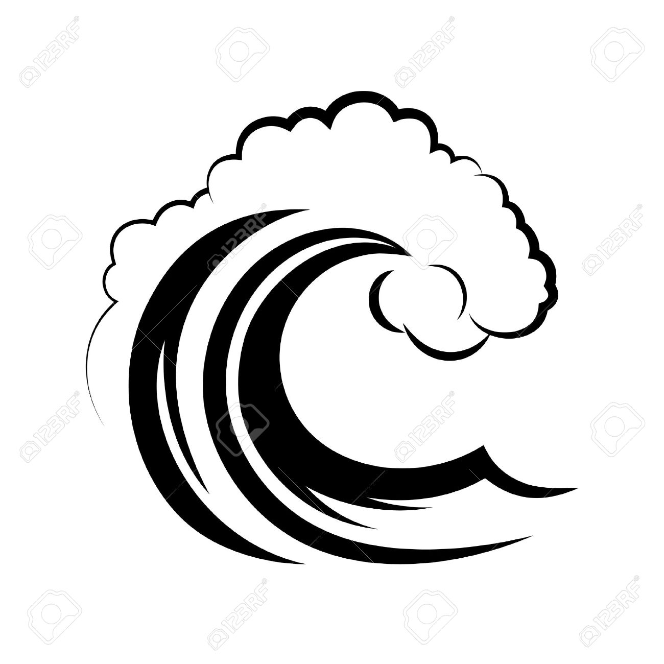1300x1300 Ocean Waves Background Clipart Black