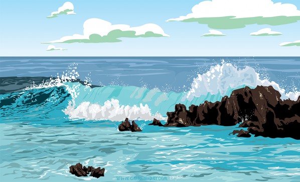 598x363 Vector Ocean Waves Cartoon