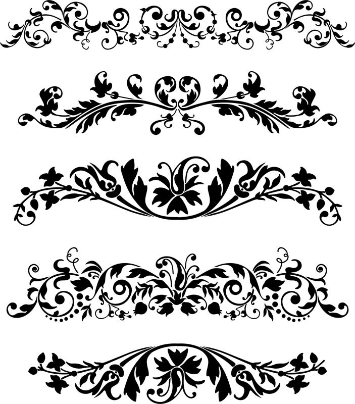 703x800 Black Vector Ornaments Set Free Vector Download