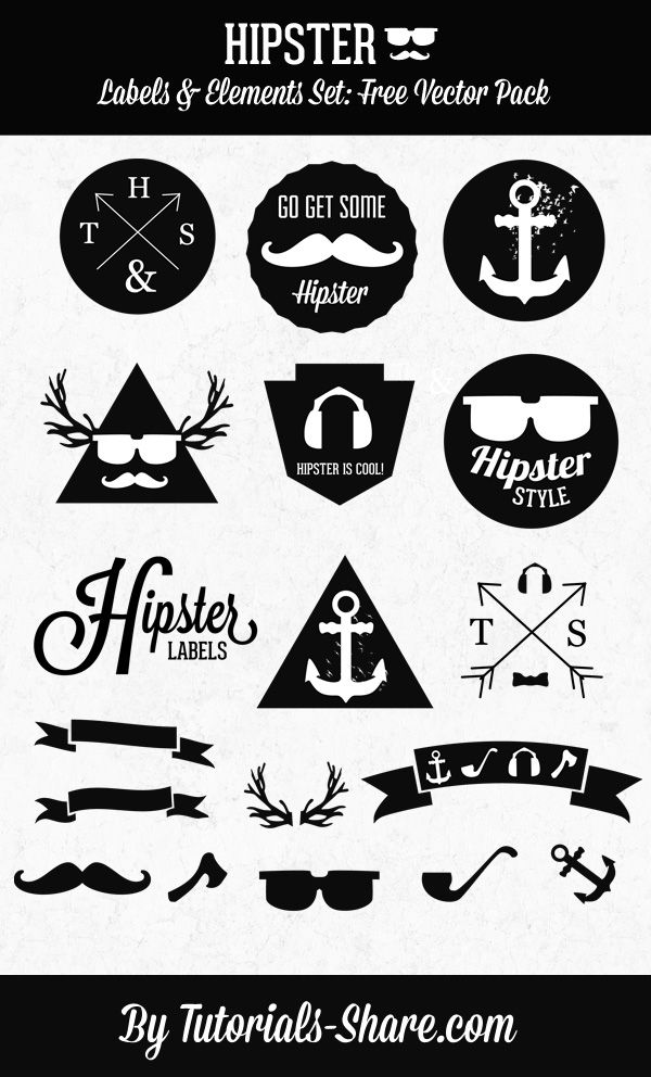 600x992 Hipster Labels Set Free Vector Pack Adobe Photoshop Tuto