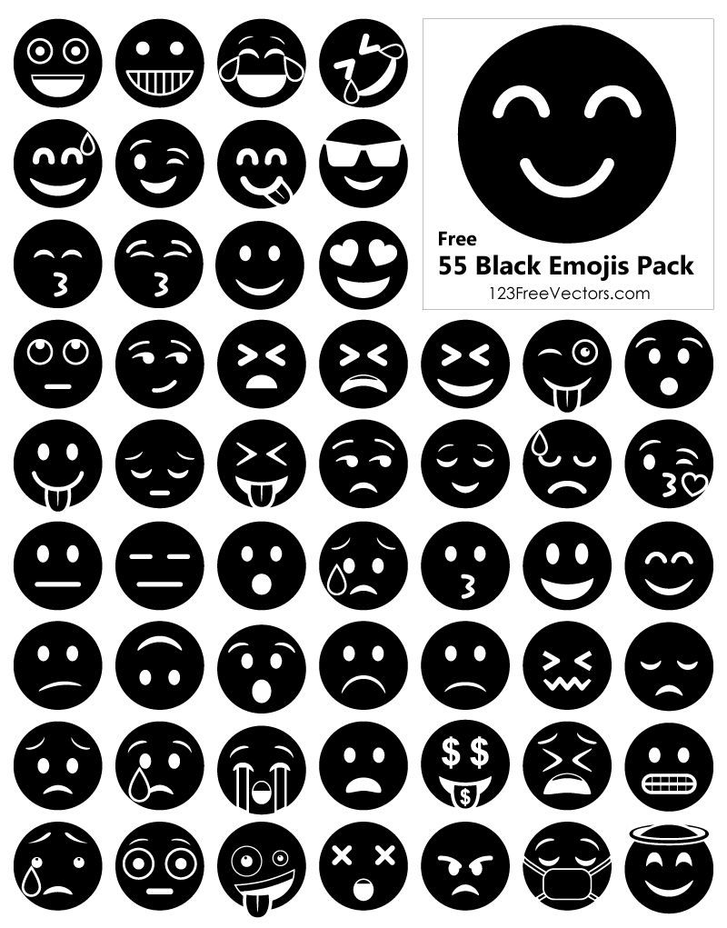 800x1021 Black Emojis Free Vector Pack Free Vectors Emoji