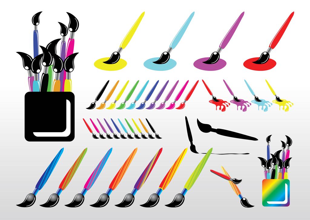 1024x729 Paint Brush Set Vector Art Amp Graphics