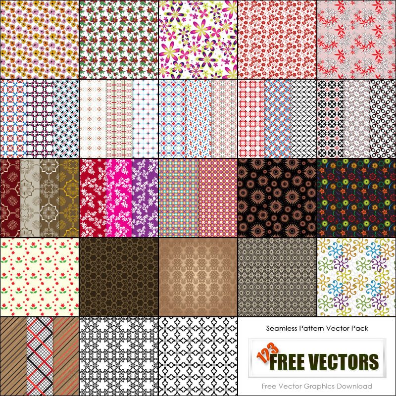 800x800 Free Seamless Pattern Illustrator Vector Pack 123freevectors
