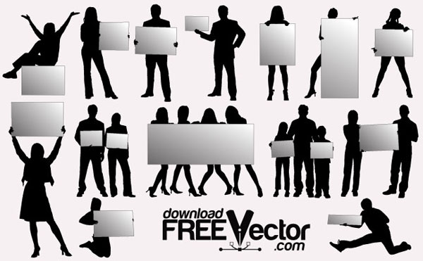 600x371 Free Vectors Designs People Silhouettes With Billboards Free