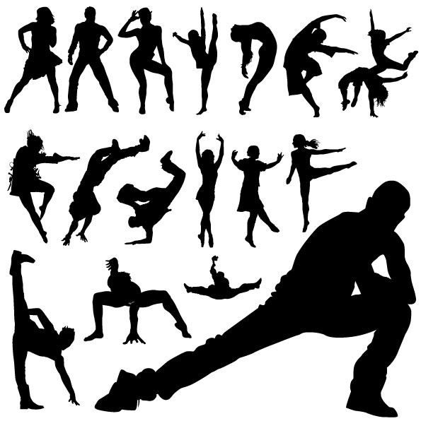 595x596 Vector People Silhouette Dance Moves Material Free Vector 4vector