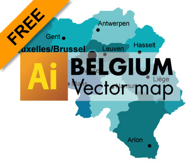 395x334 Free Vector Map Of Belgium
