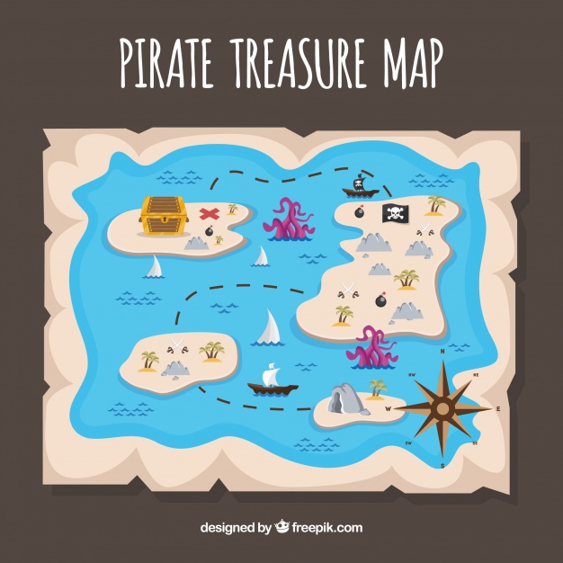 626x626 Pirate Treasure Map With Several Islands Vector Free Download