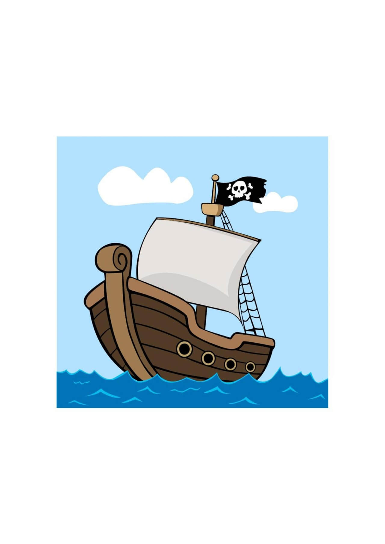 1280x1808 Free Vector Pirate Ship On Sea