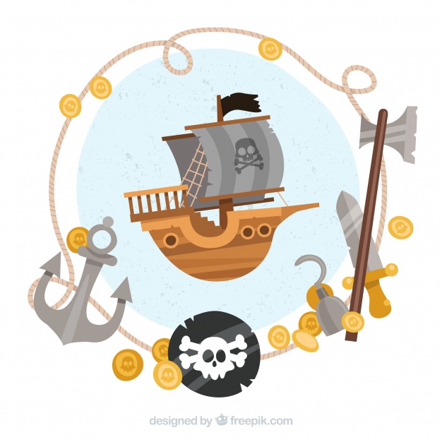 626x626 Pirate Ship Background And Elements In Flat Design Vector Free