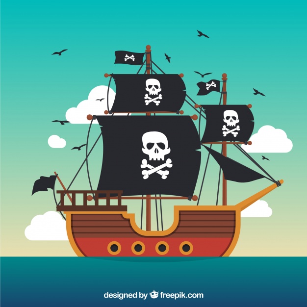 626x626 Pirate Ship Background In Flat Design Vector Free Download