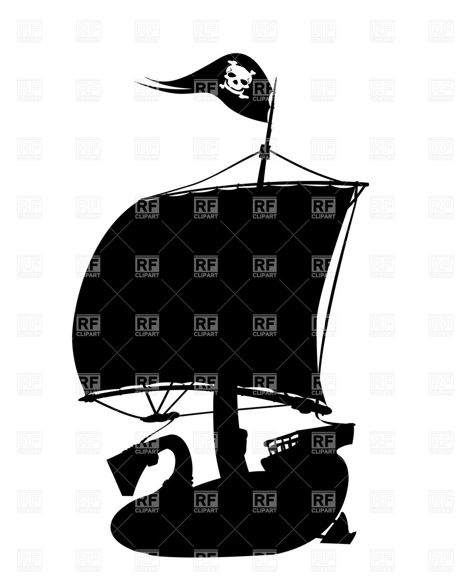 943x1200 Pirate Ship Silhouette With Jolly Roger Vector Image Vector