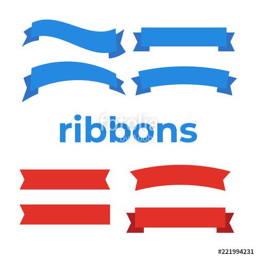 500x500 Flat Vector Ribbons Banners Flat. Banner Ribbon Vector Set Stock