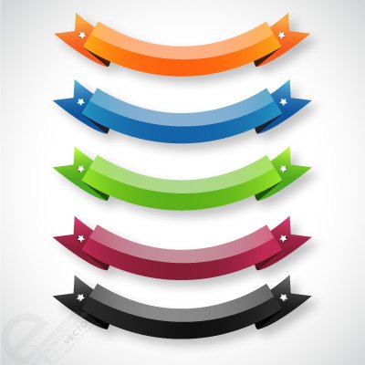 400x400 Free Set Of Five Vector Ribbon Banners Clipart And Vector Graphics