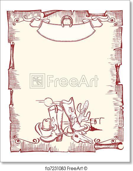 450x580 Free Art Print Of Cowboy Elements . Wild Western Background